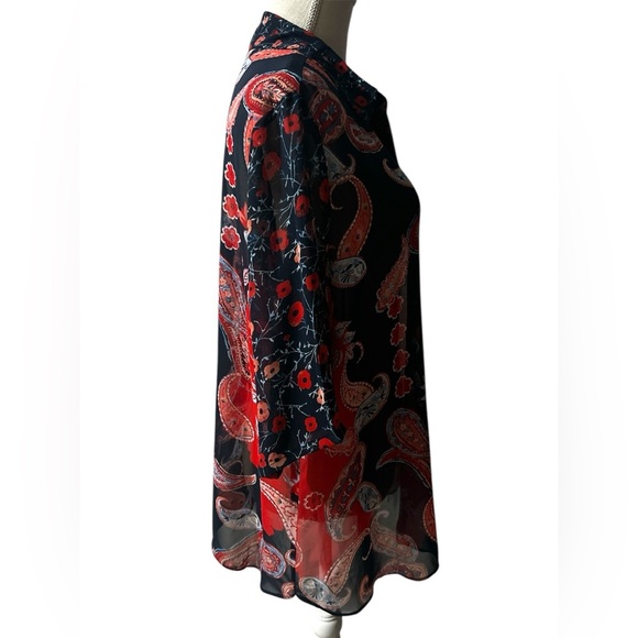 Cato Red and Navy Blue Floral Blouse - Picture 3 of 7